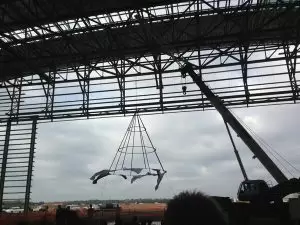 A steel tree was used at the Airbus topping out ceremony.
