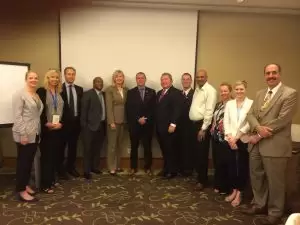The Alabama delegation met with US Ambassador Kirk Wagar, center, while in Singapore.