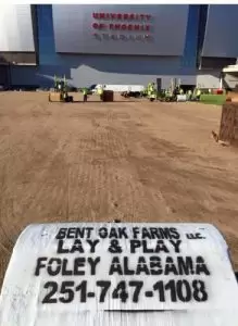 Turf from Bent Oak Farms was rolled out for the Super Bowl field in early January.