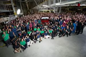 MBUSI Team Members pose with MBUSI’s “Job 1” GLE Coupe