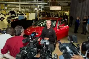 Markus Schaefer has an opportunity to do media interviews with Alabama journalists following the GLE Coupe celebration.