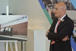 Cedric Duclos, president of Hutchison North America, announces the company's Alabama facility.
