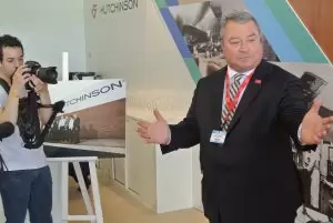 Commerce's Greg Canfield speaks at the Hutchinson press conference in Paris.