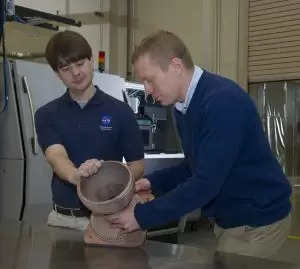 NASA's Alabama hub made this copper rocket part using 3-D printing.