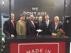 The Made In Alabama booth was the scene of an announcement that could see the Dream Chaser space plane land in Huntsville.