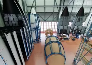 Final assembly of payload fairings at RUAG Space in Emmen, Switzerland.