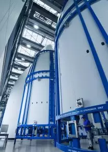 Final assembly of payload fairings at RUAG Space in Emmen, Switzerland.