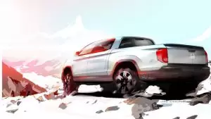 Honda revealed a preview sketch of the next-generation Ridgeline pickup at the 2015 Chicago Auto Show, where the redesigned 2016 Pilot SUV made its debut.