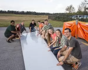 Auburn aerospace engineering students inspect the A330 elevator donated by Airbus for their studies. (Image: Auburn University.)