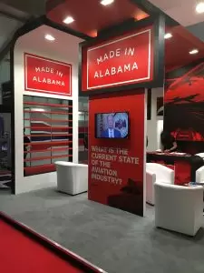 The 'Made In Alabama' booth served as the delegation's home base during Farnborough.
