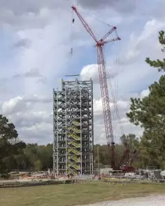 Test Stand 4693 during construction at Marshall's West Test Area in Oct. 2015. (Image: NASA/MSFC/Fred Deaton)