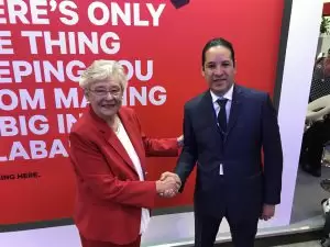 Governor Ivey greeted Francisco Dominguez Servien, the governor of the Mexican state of Queretaro at the Paris Air Show.