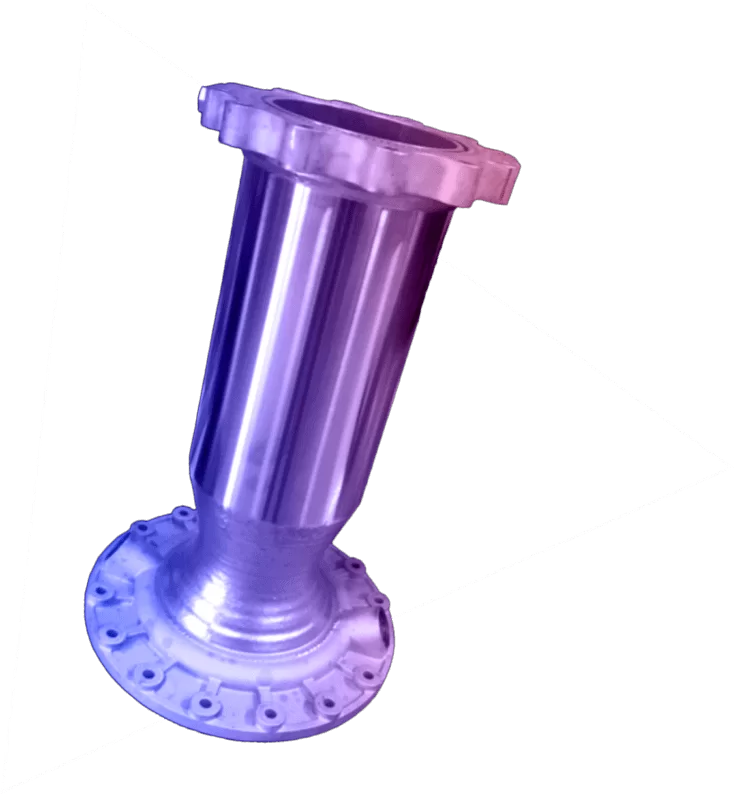 A cylindrical metal 3D printed part.