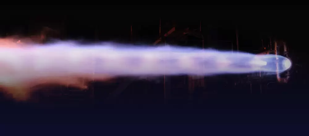 Thrust exploding from a rocket engine.
